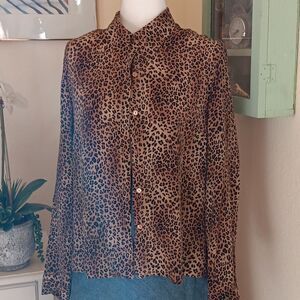 Color F X Silk Animal Print Blouse